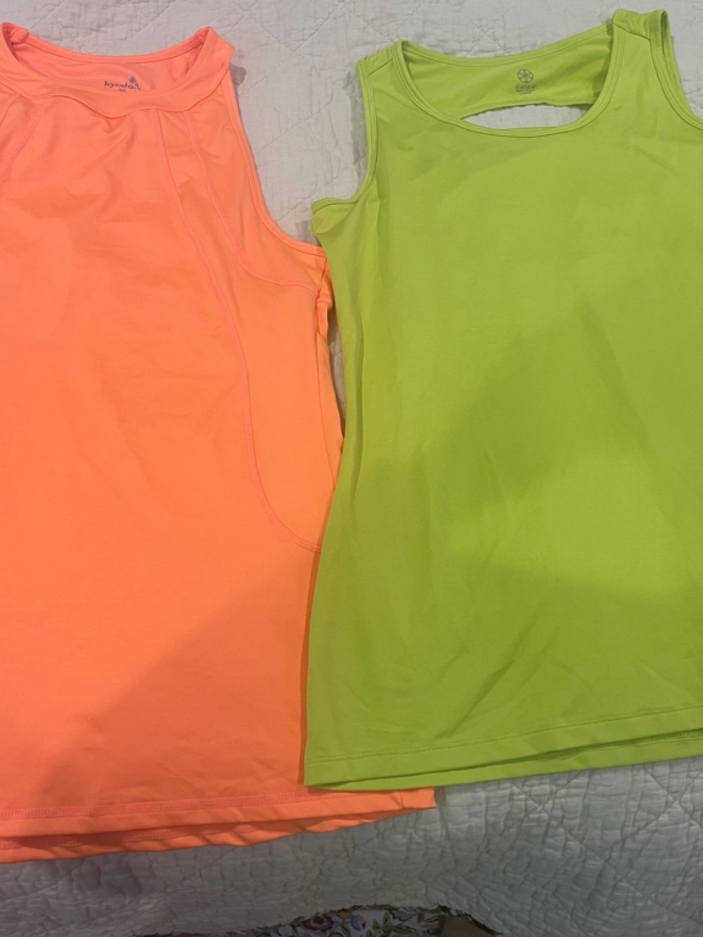 Bundle Kyodan Neon Orange Athletic and GAIAM Neon Green Tank Top Large